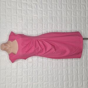 DANA BUCHMAN Pink Dress with Asymmetrical Pleating and Cap Sleeve NWT